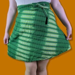 Vintage Green Patterned Wrap Skirt